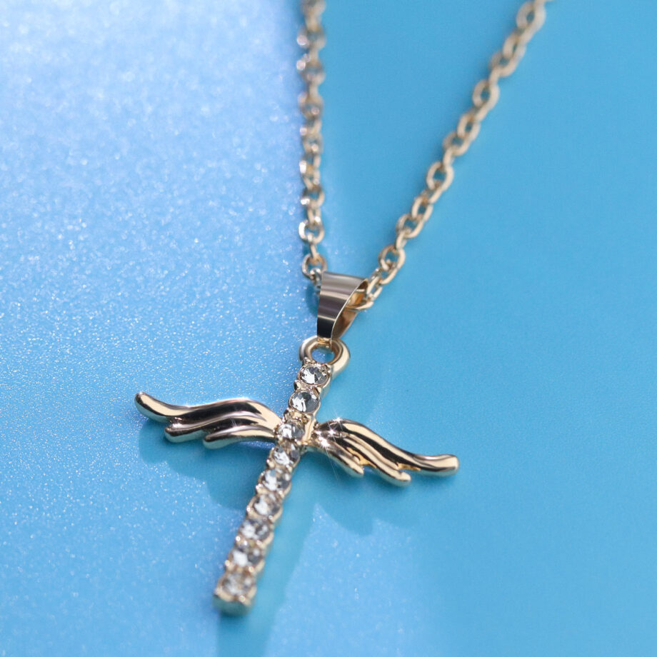 Angel Wings Cross Pendant Necklace - S925 Silver Spiritual Jewelry | Symbol of Faith & Guardian Protection Gift