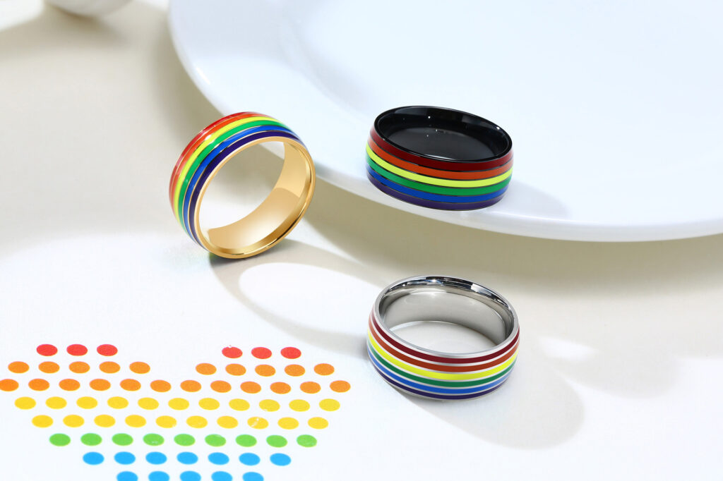 Cycolinks Pride Rainbow Unisex Ring - Adjustable LGBTQ+ Titanium Band | Waterproof Jewelry for Men & Women