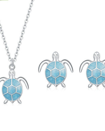 Turtle Earrings & Necklace Set - S925 Silver Animal Jewelry | Whimsical Ocean-Inspired Gifts for Kids & Adults