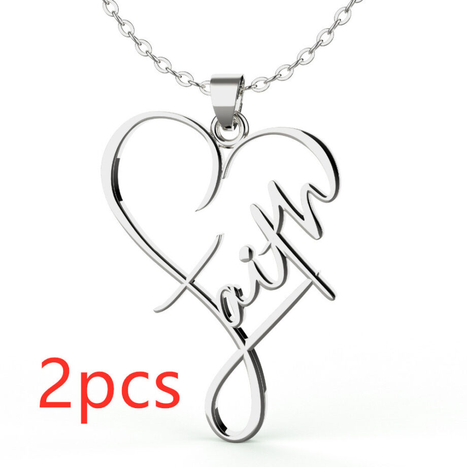 Heart of Faith Pendant Necklace - S925 Sterling Silver Interfaith Jewelry | Personalized Spiritual Gift for Her