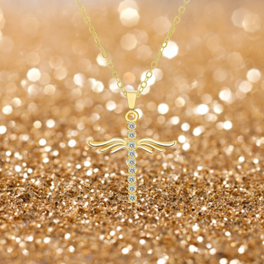 Angel Wings Cross Pendant Necklace - S925 Silver Spiritual Jewelry | Symbol of Faith & Guardian Protection Gift