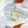 14K Gold Geometric Wind Twist Ring - Modern Chunky Chain Jewelry | K-Pop Inspired Unisex Statement Band