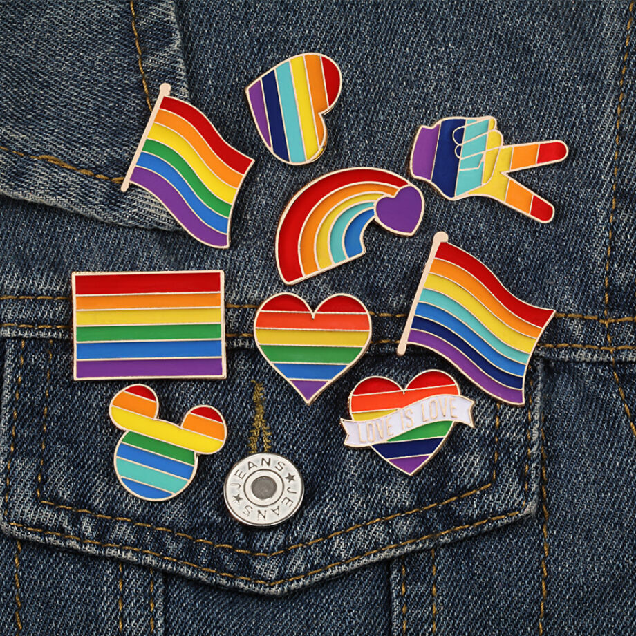 9-Color LGBTQ+ Enamel Pride Pins - Rainbow Flag & Identity Badges | Durable Metal Accessories for Jackets & Bags