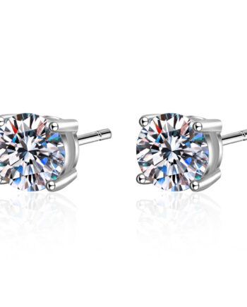 Four-Prong 2 Carat Moissanite Earrings - Secure Diamond-Like Studs | S925 Silver Luxury Jewelry for Weddings