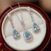 Mermaid Tears Gemstone Necklace & Stud Earrings Set - S925 Silver Light Luxury Jewelry | Ocean-Inspired Ethical Design