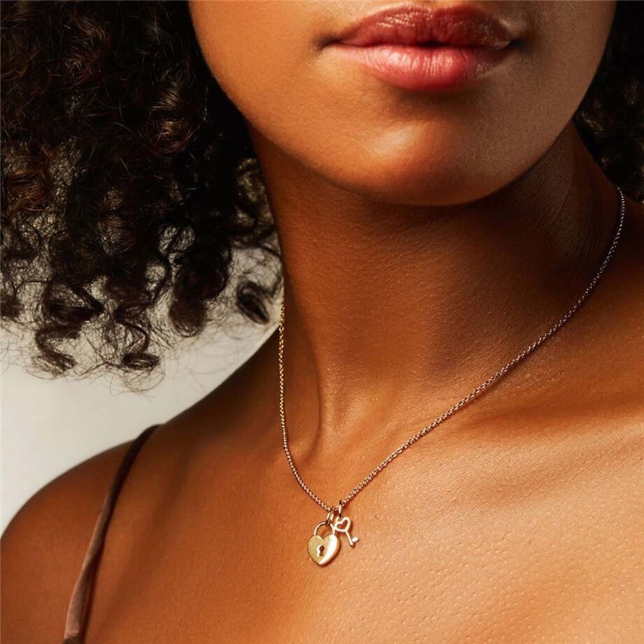 Lock & Key Couple Necklace Set - 18K Gold Symbolic Love Jewelry | Matching Valentines Gift for Him & Her
