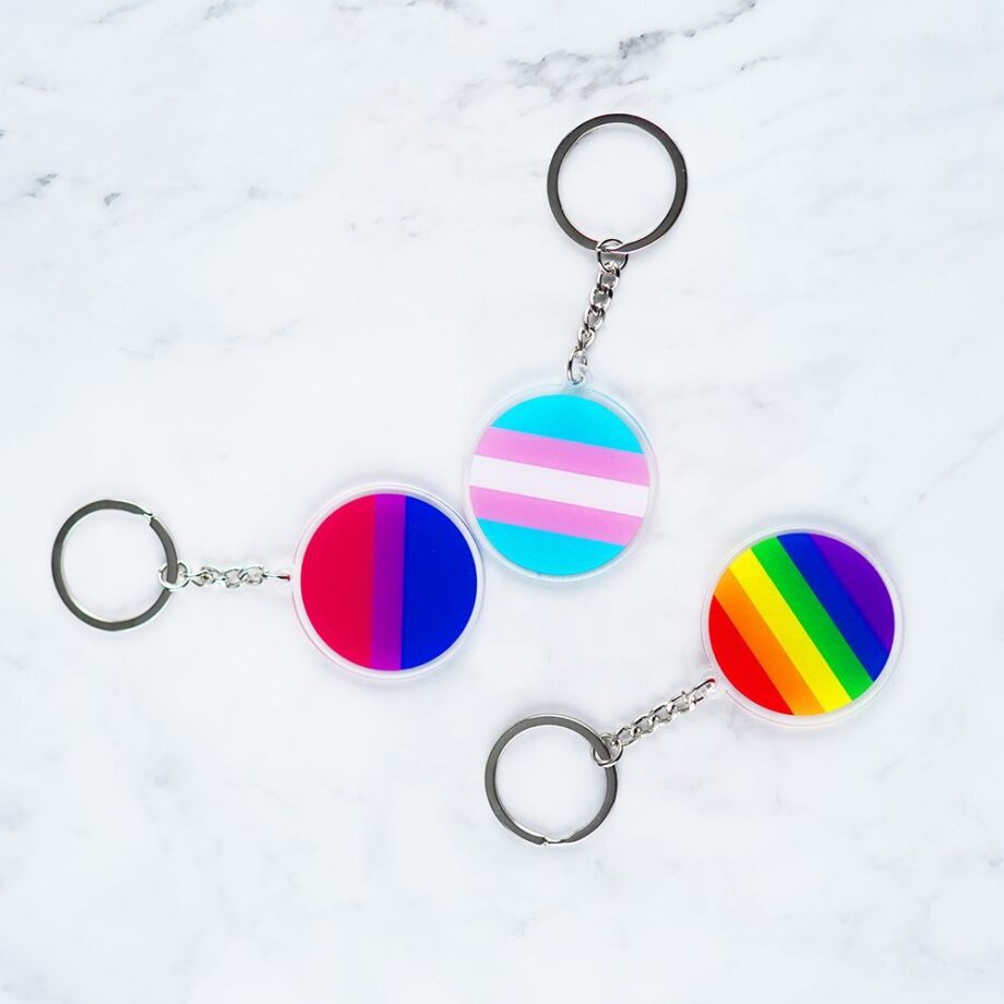 Bisexual Transgender Flag Keyring Pendant - LGBTQ+ Pride Jewelry | Titanium Steel Keychain for Backpacks & Bags