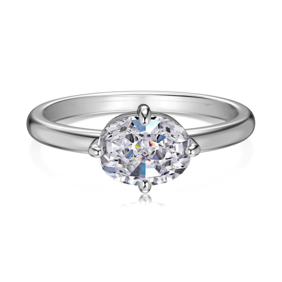 S925 White Denier Oval Ring - Minimalist Stackable Jewelry | Hypoallergenic Band for Everyday Elegance