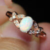 Rose Gold White Opal Ring - Vintage-Inspired Celestial Jewelry | Art Deco Elegance for Weddings & Special Occasions