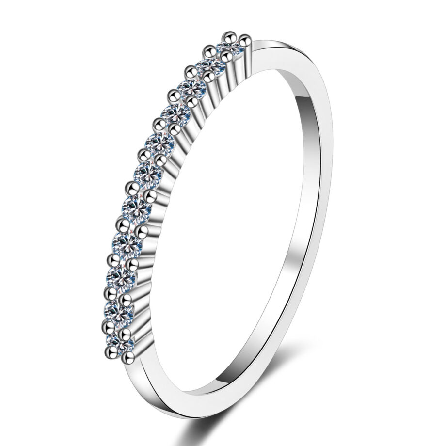 16-Point Moissanite Stackable Ring - Dazzling S925 Silver Band | Versatile Jewelry for Layering & Special Occasions