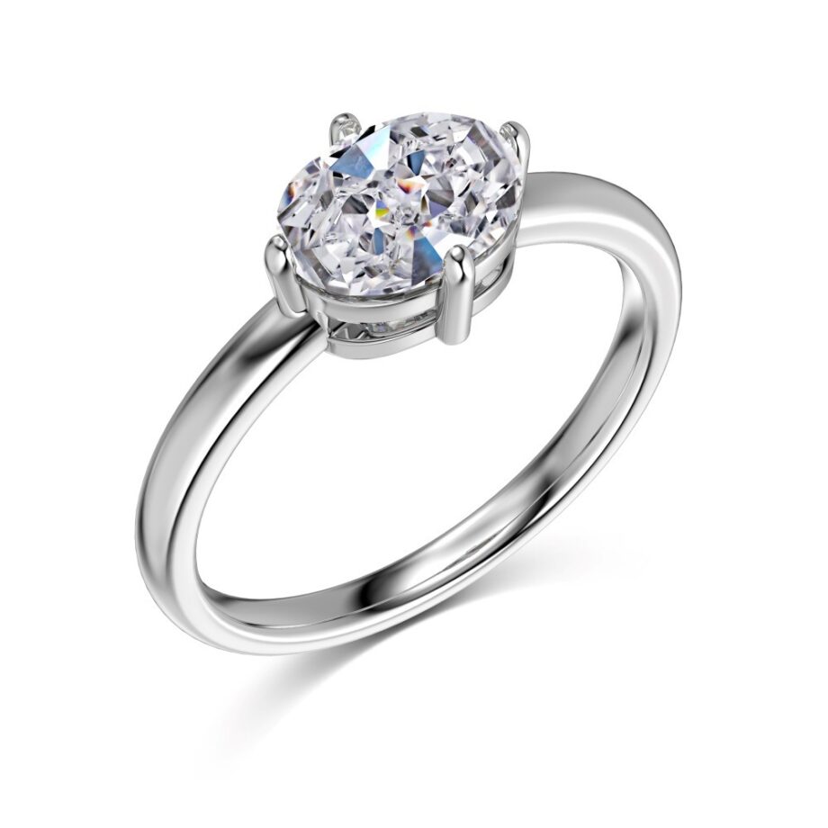 S925 White Denier Oval Ring - Minimalist Stackable Jewelry | Hypoallergenic Band for Everyday Elegance