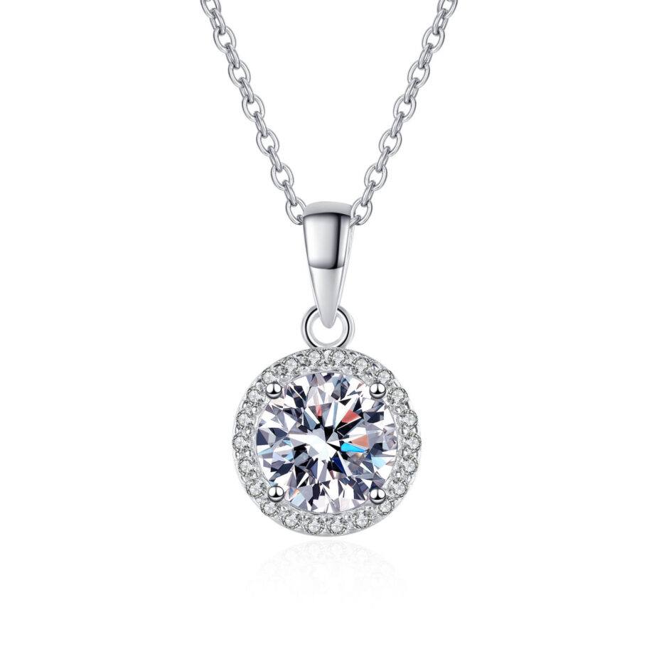 1 Carat Moissanite Solitaire Necklace - S925 Silver Minimalist Jewelry | Ethical Everyday Luxury for Sensitive Skin