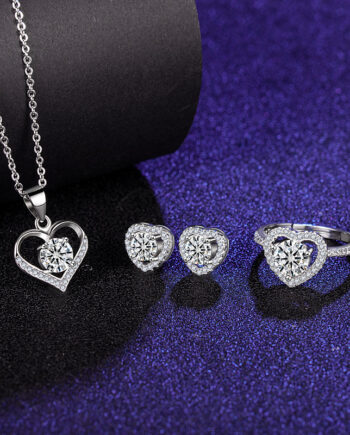 Six-Claw Moissanite Ring & Necklace Set - S925 Silver Bridal Jewelry | Secure Prong Engagement Gift for Her