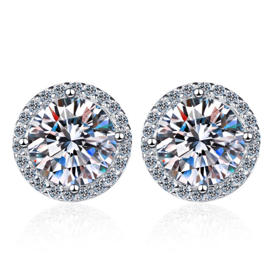 2 Carat Moissanite Stud Earrings - Hypoallergenic Diamond-Like Sparkle | S925 Sterling Silver Luxury Jewelry Gift