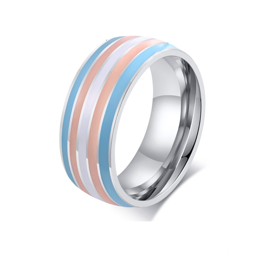 Bisexual Transgender Asexual Pride Ring - Bold LGBTQ+ Identity Jewelry | Titanium Steel Statement Band for Pride