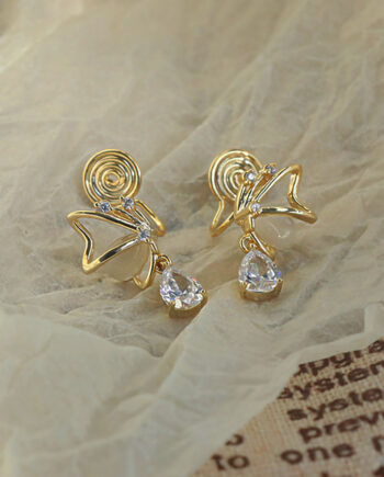 Opal Butterfly Love Drop Zircon Earrings | 14k Gold & S925 Silver