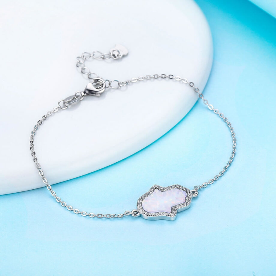 S925 Sterling Silver Opal Bracelet | Hypoallergenic Handcrafted Jewelry – Timeless Elegance