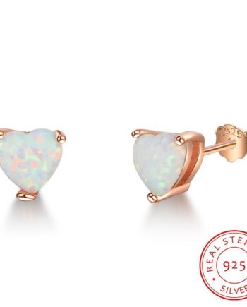 Fire Opal Heart Stud Earrings | 725 Silver Jewelry – Dainty & Handcrafted