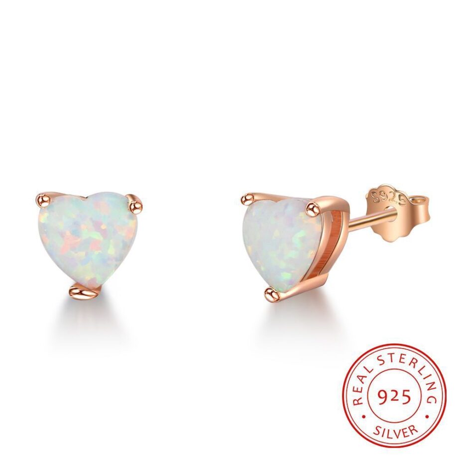 Fire Opal Heart Stud Earrings | 725 Silver Jewelry – Dainty & Handcrafted