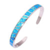 Blue Opal Open Bangle Bracelet | White Steel – Hypoallergenic
