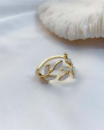 Korean Fairy Core Leaf Ring | Adjustable Open Band – Hypoallergenic S925 Silver Trendy Jewelry