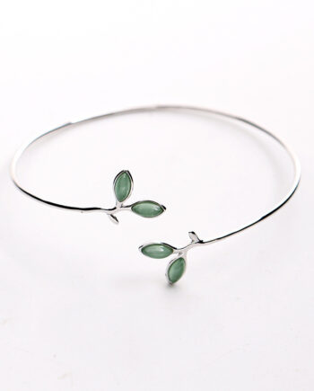 S925 Sterling Silver Bud Opal Bracelet | Literary Tender Leaf Design – Hypoallergenic & Handcrafted