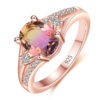Rose Gold Opal Crystal Ring | Square Diamond Minimalist Jewelry – Hypoallergenic & Ethical