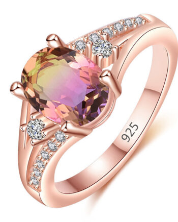 Rose Gold Opal Crystal Ring | Square Diamond Minimalist Jewelry – Hypoallergenic & Ethical