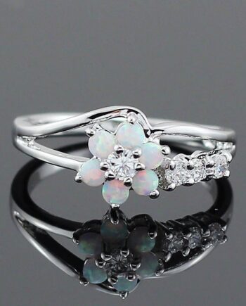 Flower Fire Opal Ring | Vibrant Gemstone Jewelry – Handcrafted Elegance & Hypoallergenic