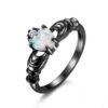 Heart Opal Crown Gun Ring – Dark Romance Jewelry for Rebels & Royals