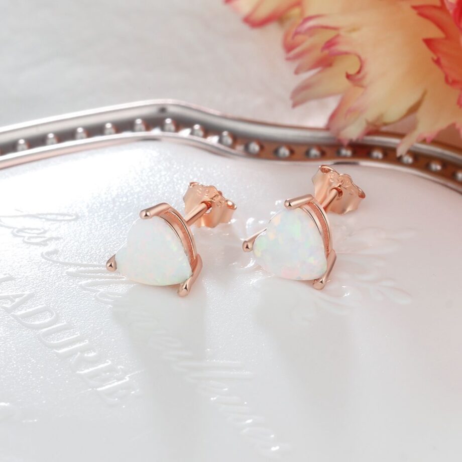 Fire Opal Heart Stud Earrings | 725 Silver Jewelry – Dainty & Handcrafted