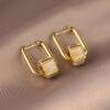 Square Opal Earrings | Special-Interest Design for Women – Hypoallergenic 925 Sterling Silver
