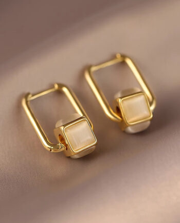 Square Opal Earrings | Special-Interest Design for Women – Hypoallergenic 925 Sterling Silver