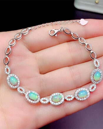 Natural Opal Bracelet | 925 Silver Inlay – Hypoallergenic Handcrafted Jewelry