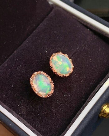 Fashion Natural Opal Stud Earrings | Hypoallergenic S925 Sterling Silver – Timeless Elegance