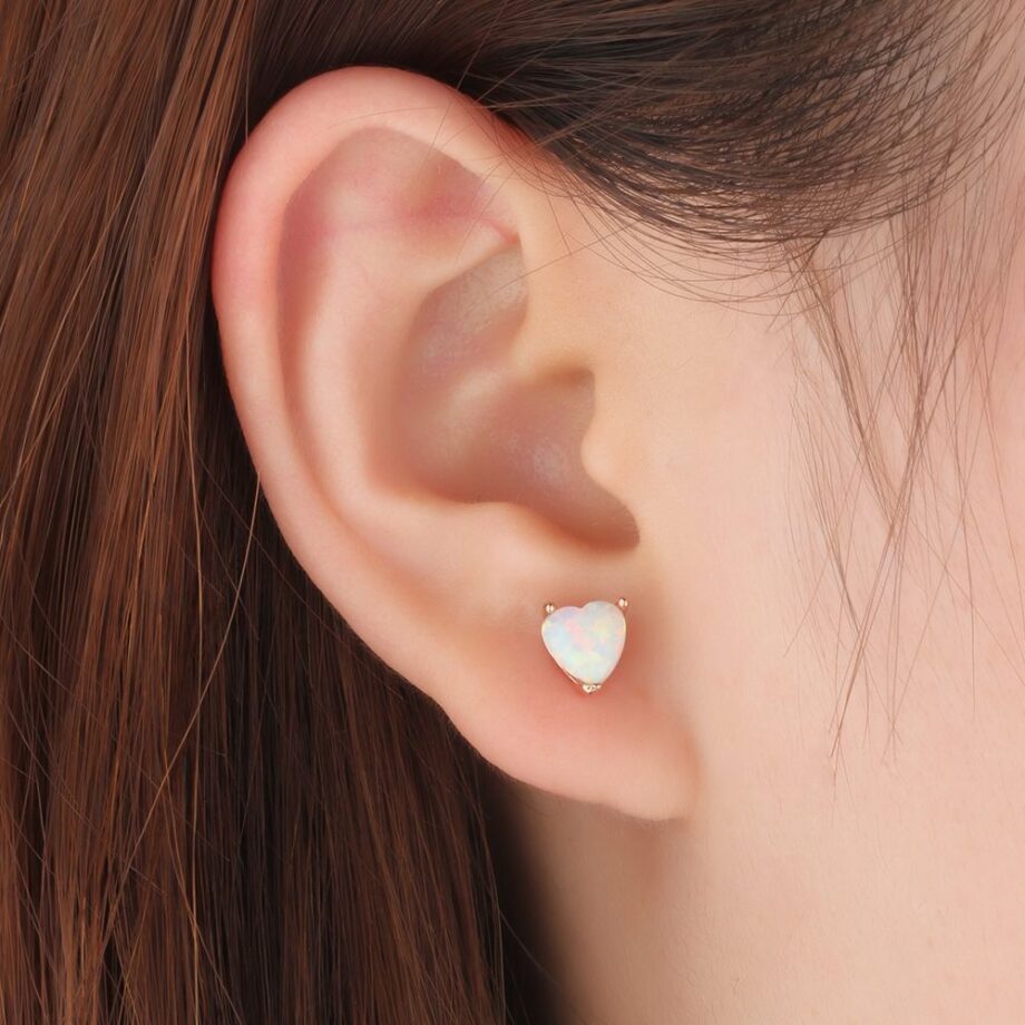 Fire Opal Heart Stud Earrings | 725 Silver Jewelry – Dainty & Handcrafted
