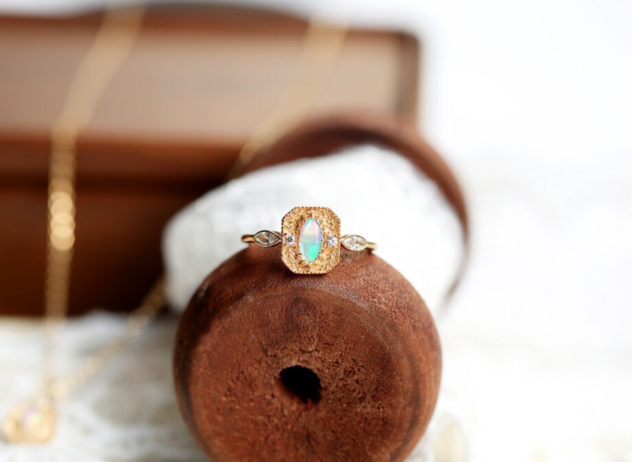 S925 Silver Wheat Ear Opal Ring | Light Luxury Jewelry – Hypoallergenic & Handcrafted