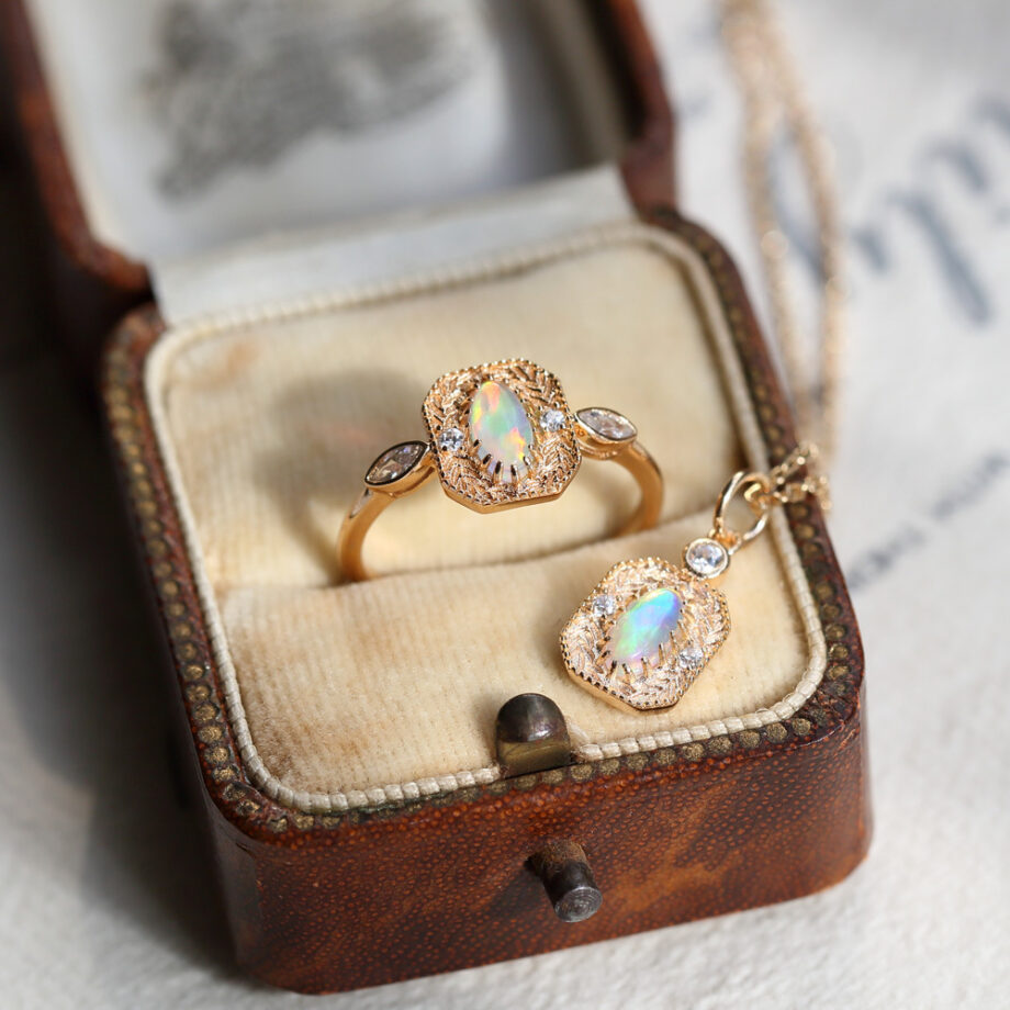 S925 Silver Wheat Ear Opal Ring | Light Luxury Jewelry – Hypoallergenic & Handcrafted