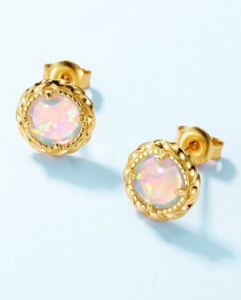 Simple Opal Earrings | 925 Silver & 10k Gold – Hypoallergenic Timeless Elegance