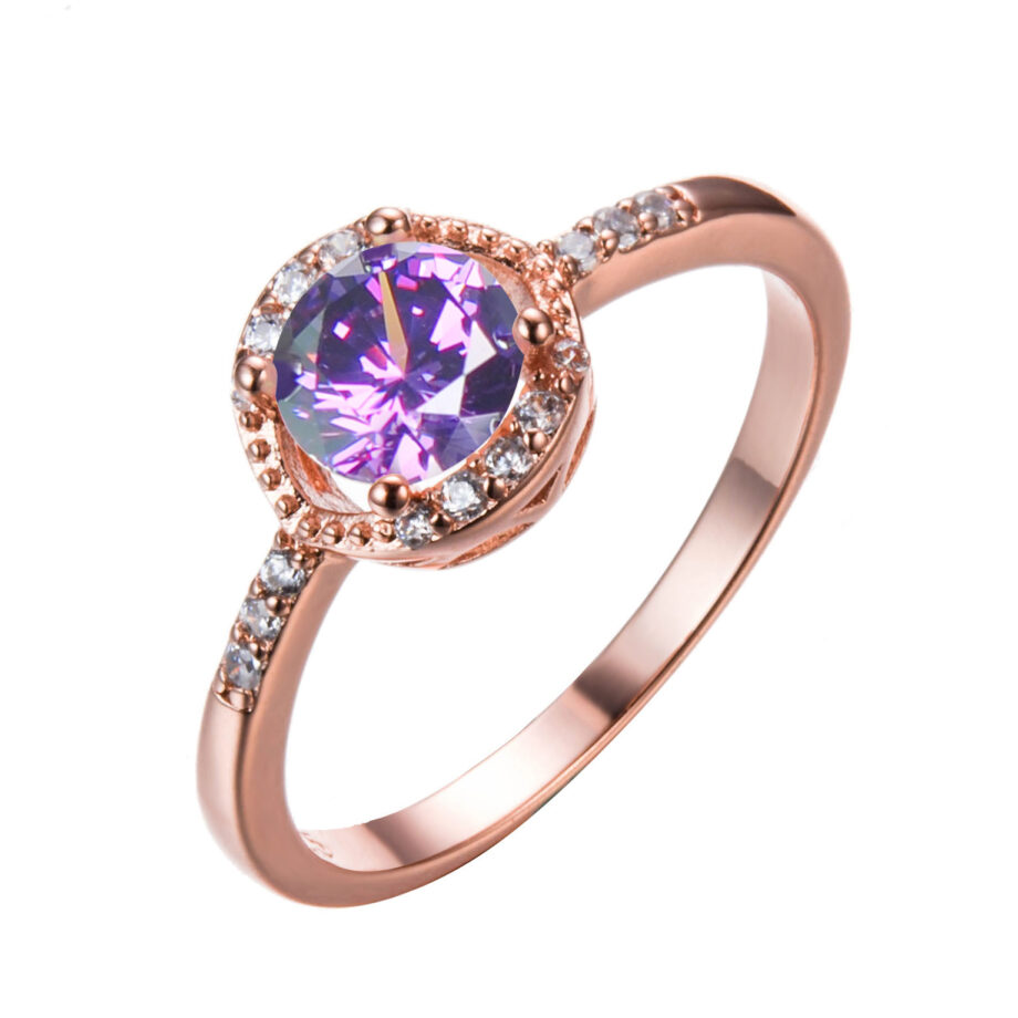 Rose Gold Opal & Zircon Ring | Round Celestial Jewelry – Hypoallergenic & Handcrafted