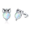 Sterling Silver Owl Opal Stud Earrings | 925 Silver Cute Jewelry – Hypoallergenic & Handcrafted