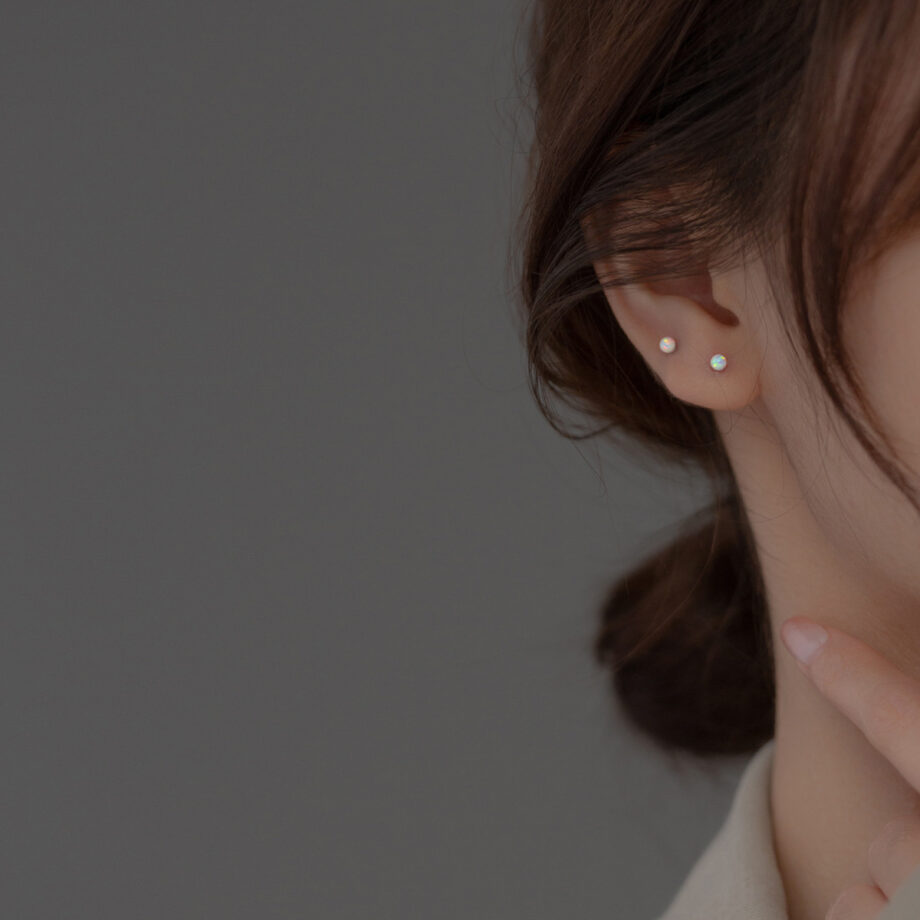 S925 Silver Round Synthetic Opal Stud Earrings | Affordable Luxury – Hypoallergenic & Timeless