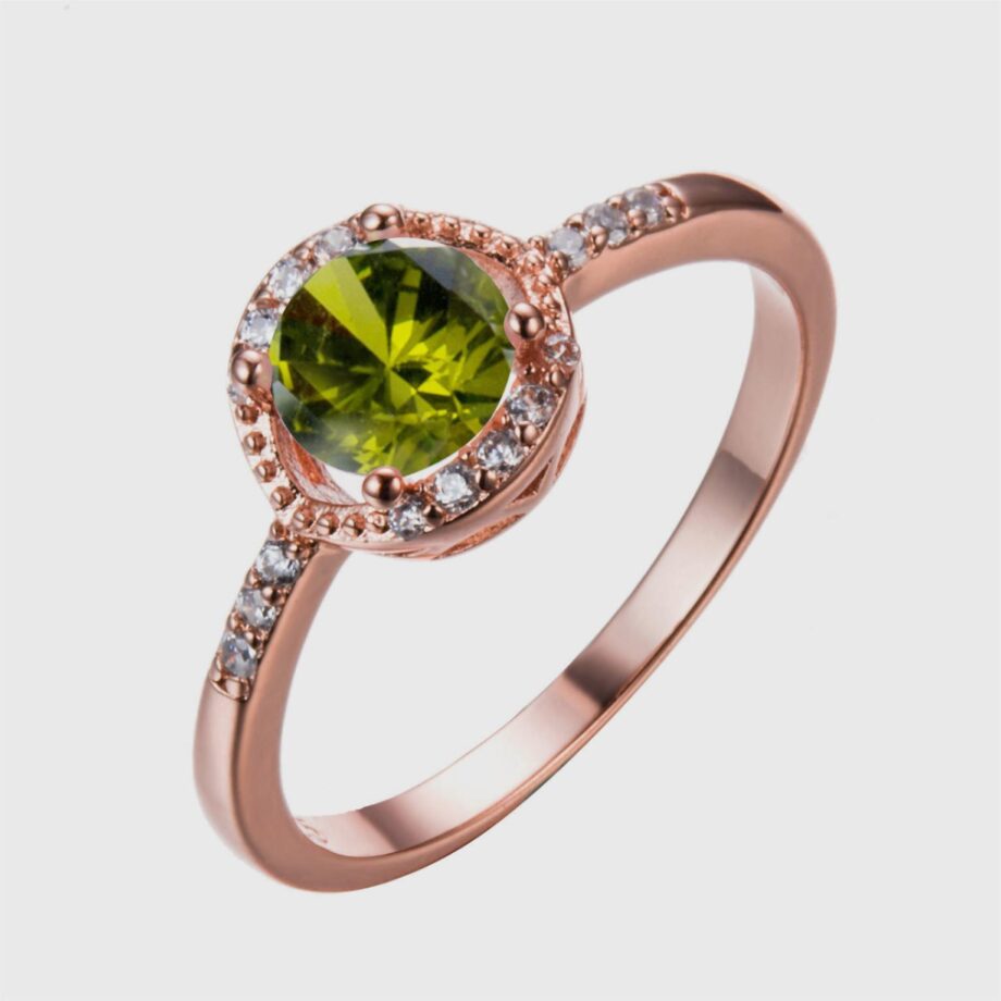 Rose Gold Opal & Zircon Ring | Round Celestial Jewelry – Hypoallergenic & Handcrafted
