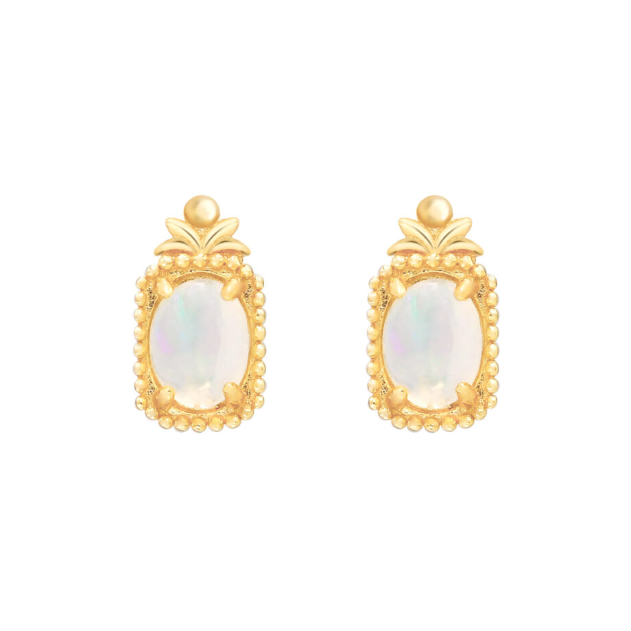 14K Gold African Opal Earrings | Handcrafted Luxury Jewelry – Hypoallergenic & Ethical