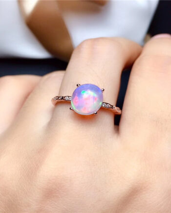 Natural Colorful Opal Ring | 925 Sterling Silver Simple Jewelry – Hypoallergenic & Vibrant