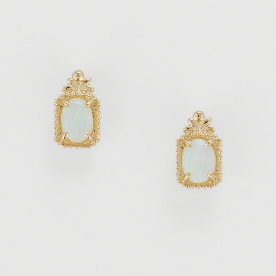 14K Gold African Opal Earrings | Handcrafted Luxury Jewelry – Hypoallergenic & Ethical
