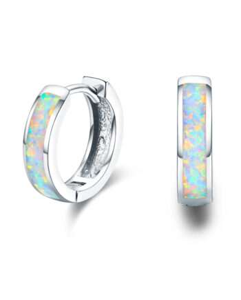 Hinged Hug Opal Earrings | 925 Sterling Silver Hoops for Women – Secure & Hypoallergenic
