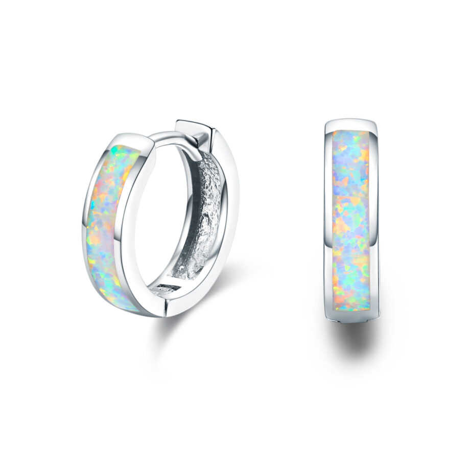 Hinged Hug Opal Earrings | 925 Sterling Silver Hoops for Women – Secure & Hypoallergenic