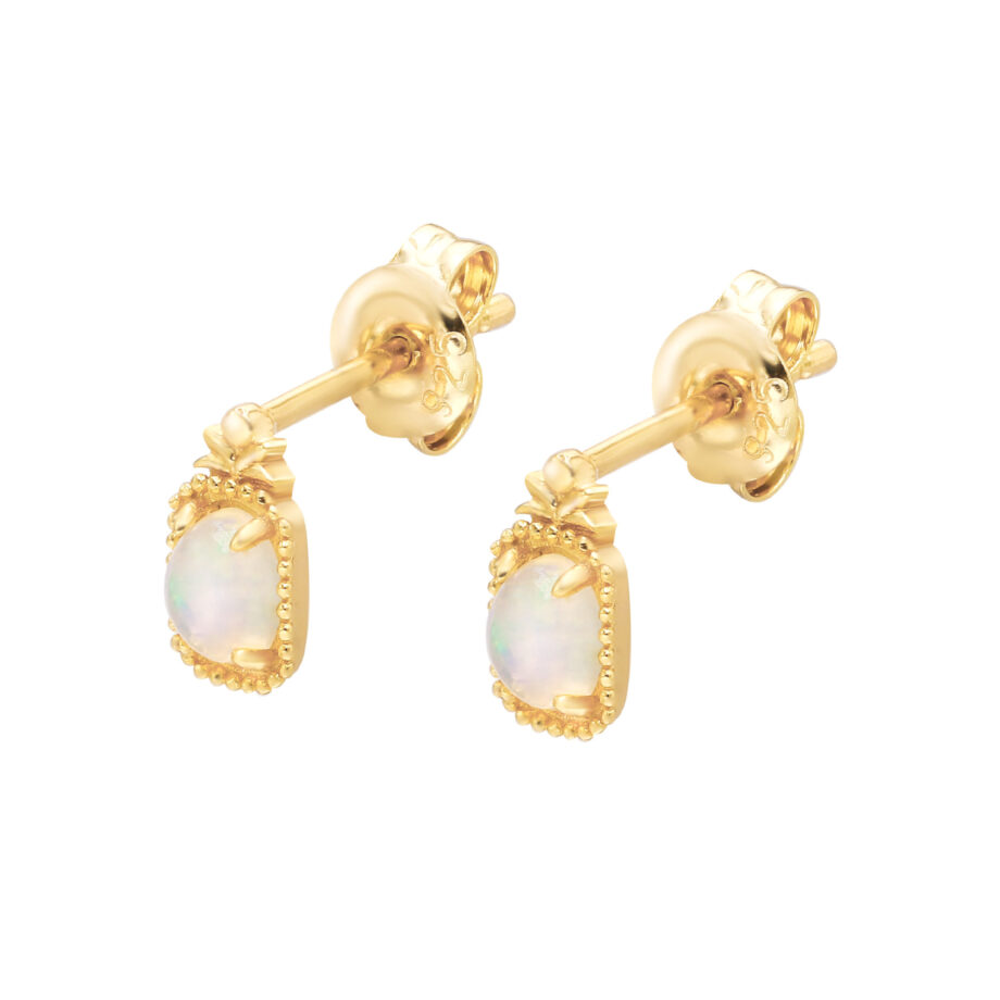 14K Gold African Opal Earrings | Handcrafted Luxury Jewelry – Hypoallergenic & Ethical