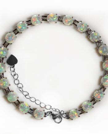 Oval Opal Bracelet for Women | Hypoallergenic Silver Jewelry – Handcrafted Elegance